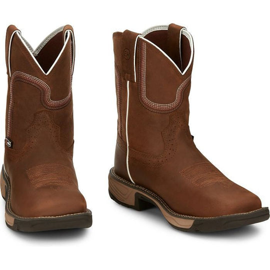 Justin Women's Rush 8" Waterproof Western Work Boot -Brown- SE4359  - Overlook Boots