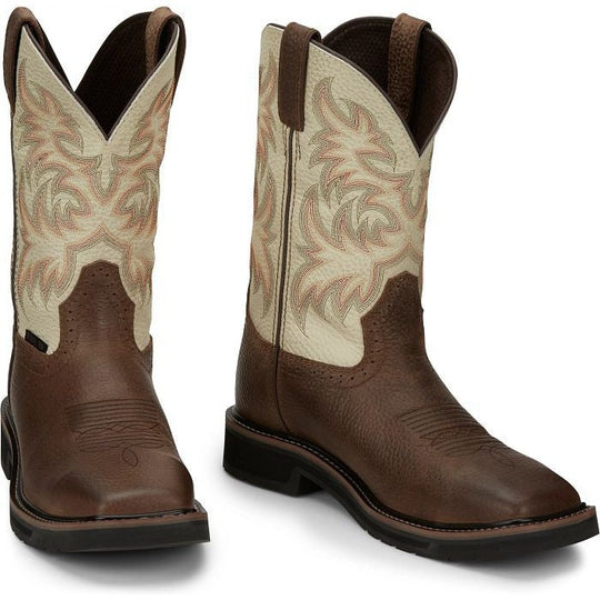 Justin Men's Driller 11" Steel Toe Slip Resistant Work Boot - Copper - SE4684 - Overlook Boots