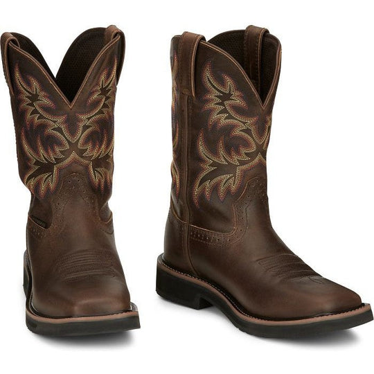 Justin Men's Driller 11" Waterproof Slip Resistant Work Boot - Tan/Brown - SE4689 - Overlook Boots