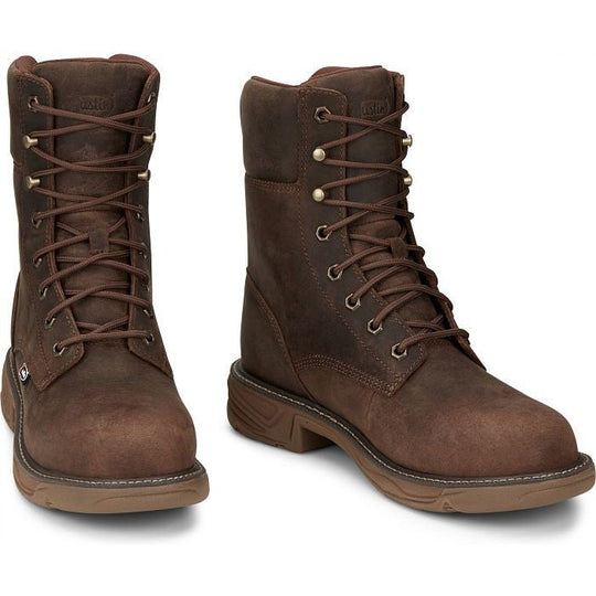 Justin Men's Rush 8" Waterproof Nano Composite Toe Western Work Boot -Brown- SE469 - Overlook Boots