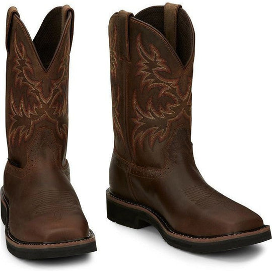 Justin Men's Driller 11" Steel Toe Waterproof Slip Resistant Work Boot - Brown - SE4690 - Overlook Boots