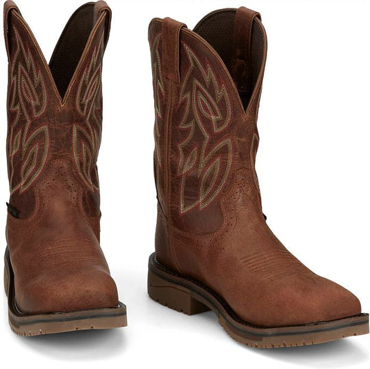 Justin Men's Wolfe 11" Nano Composite Toe Slip Resistant Western Work Boot - Russet Brown - SE4752 - Overlook Boots