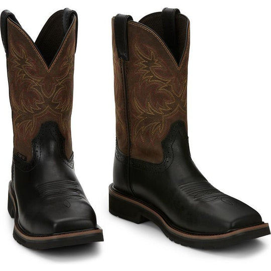 Justin Men's Driller 11" Composite Toe Slip Resistant Work Boot - Black - SE4818 - Overlook Boots