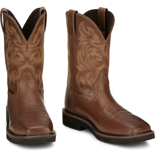 Justin Men's Handler 11" Composite Toe Slip Resistant Work Boot - Brown - SE4824 - Overlook Boots