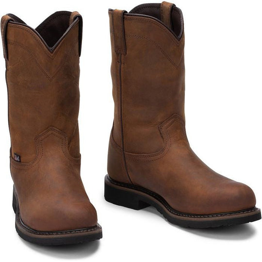 Justin Men's Drywall 10" Steel Toe Waterproof Slip Resistant Work Boot - Whiskey Brown - SE4961 - Overlook Boots