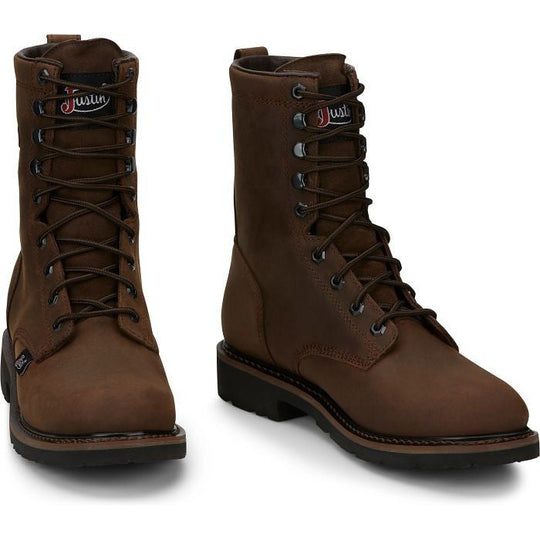 Justin Men's Drywall 8" Waterproof Lace Up Work Boot - Aged Brown - SE960 - Overlook Boots