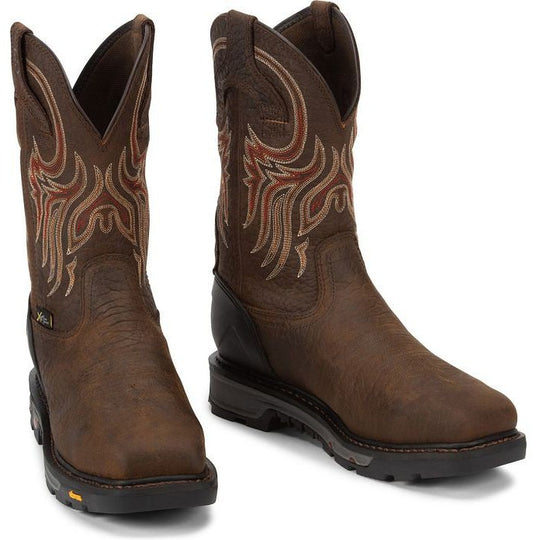 Justin Men's Driscoll 11" Steel Toe Waterproof Metguard Work Boot - Pecan Brown - WK2112 - Overlook Boots