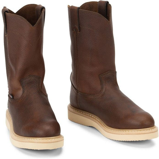 Justin Men's Axe 10" Soft Round Toe Wedge Work Boot - Light Brown - WK4908 - Overlook Boots