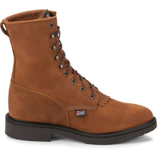Justin Men's Conductor 8" Slip Resistant Made in USA Work Boot - Hazel - 760 - Overlook Boots