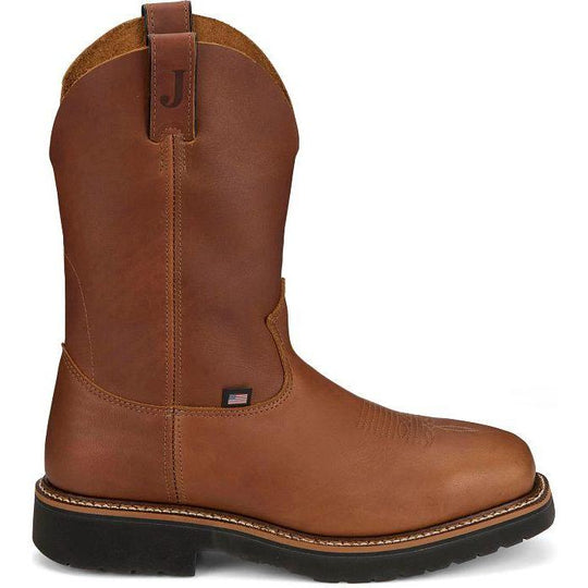 Justin Men's Lafayette 11" Soft Toe Waterproof Pull On Slip Resistant Work Boot - Cinnamon Brown - HL4226 - Overlook Boots