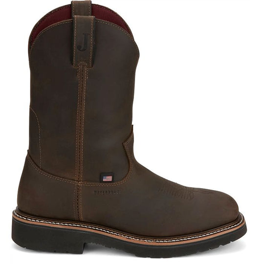 Justin Men's USA Made Billings 11" Steel Toe Waterproof Western Work Boot - HL4235 7 / Medium / Brown - Overlook Boots