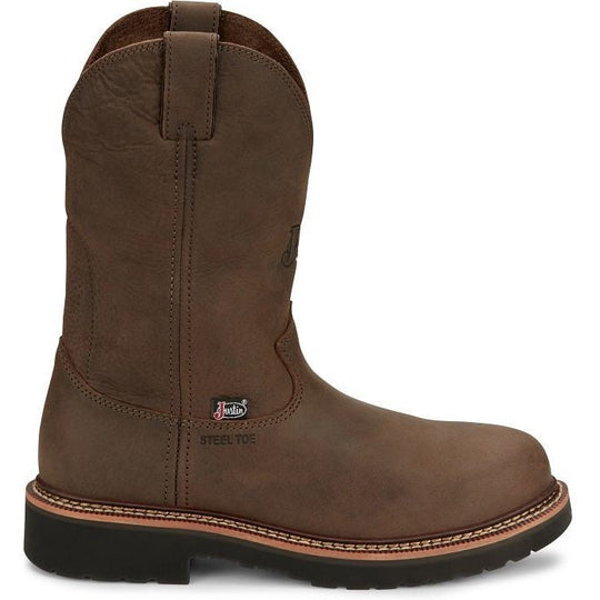 Justin Men's Carbide 11" Steel Toe Western Work Boot - Hickory Brown - OW4441 - Overlook Boots