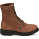 Justin Men's Livestock 8" Waterproof Lace Up Slip Resistant Western Work Boot - Aged Bark Brown - OW604 - Overlook Boots