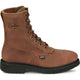 Justin Men's Livestock 8" Round Steel Toe Lace Up Slip Resistant Western Work Boot - Aged Brown - OW764 - Overlook Boots