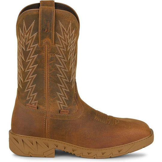 Justin Men's Blinder 11" Steel Toe Waterproof Western Work Boot - Brown - PD4069 - Overlook Boots