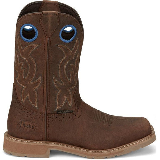 Justin Men's All Round 11" Waterproof Slip Resistant Western Work Boot - Brown - SE3114 8 / Medium / Brown - Overlook Boots
