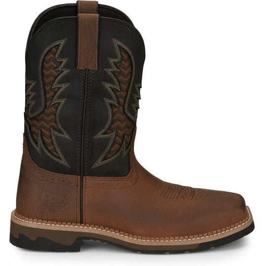 Justin Men's Bolt 11" Square Toe Western Work Boot - Brown - SE4112 8 / Medium / Brown - Overlook Boots