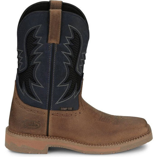 Justin Men's Bolt 11" Composite Toe Slip Resistant Western Work Boot - Peanut Tan - SE4115 - Overlook Boots