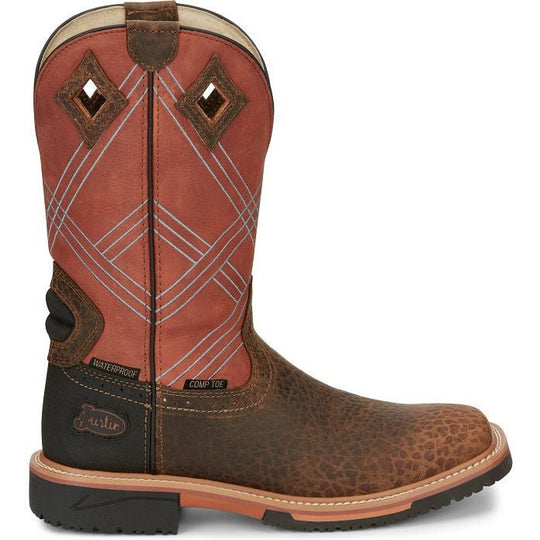 Justin Men's Dalhart 12" Nano Composite Toe Western Work Boot -Brown- SE4218 8 / Medium / Brown - Overlook Boots