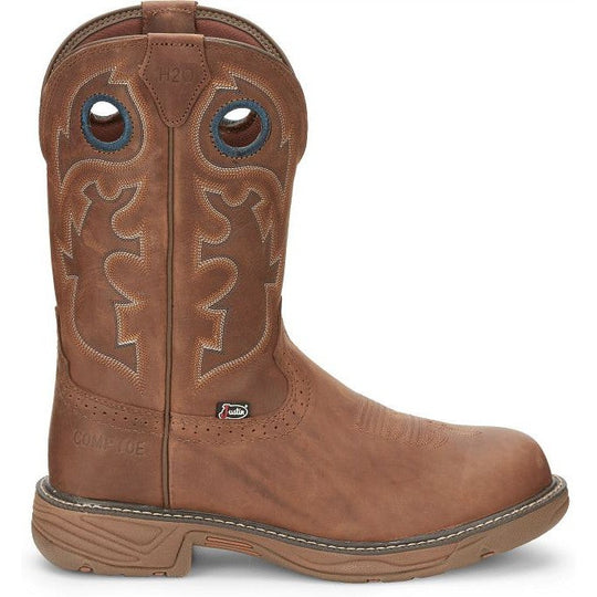 Justin Men's Rush 11" Nano Composite Toe Waterproof Slip Resistant Work Boot - Barley Brown - SE4334 7 / Medium / Brown - Overlook Boots