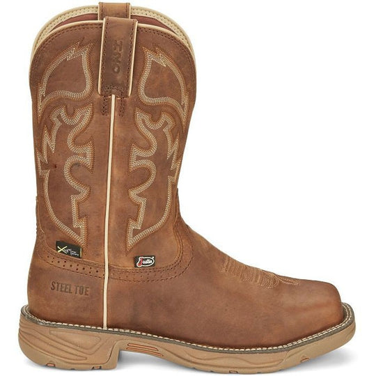 Justin Men's Rush 11" Steel Toe Waterproof Slip Resistant Work Boot - Tan - SE4340 8 / Medium / Tan - Overlook Boots