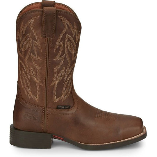 Justin Men's Canter Steel Toe Slip Resistant Western Work Boot - Dusky Brown - SE4510 - Overlook Boots
