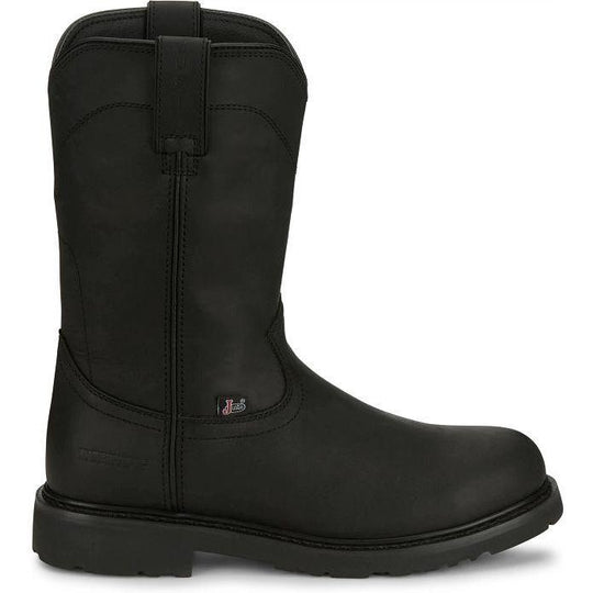 Justin Men's Dorsal 11" Steel Toe Waterproof Slip Resistant Pull On Work Boot - Onyx Black - SE4635 - Overlook Boots