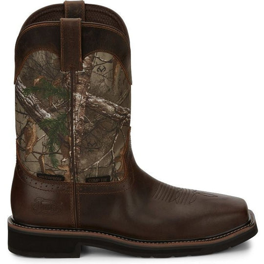 Justin Men's Trekker 11" Composite Toe Waterproof Slip Resistant Work Boot - Chocolate Brown - SE4677 8 / Medium / Brown - Overlook Boots