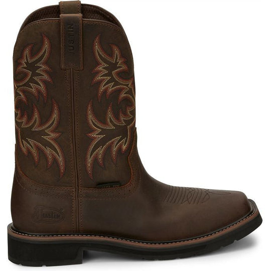 Justin Men's Driller 11" Steel Toe Slip Resistant Work Boot - Dark Brown - SE4682 7 / Medium / Dark Brown - Overlook Boots