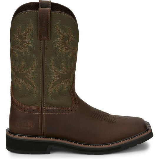Justin Men's Driller 11" Square Toe Slip Resistant Work Boot - Brown - SE4687 7 / Medium / Copper - Overlook Boots