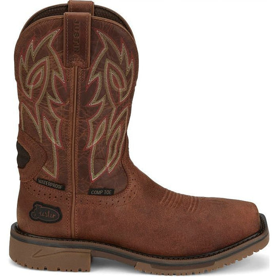 Justin Men's Wolfe 11" Nano Composite Toe Slip Resistant Western Work Boot - Russet Brown - SE4752 - Overlook Boots