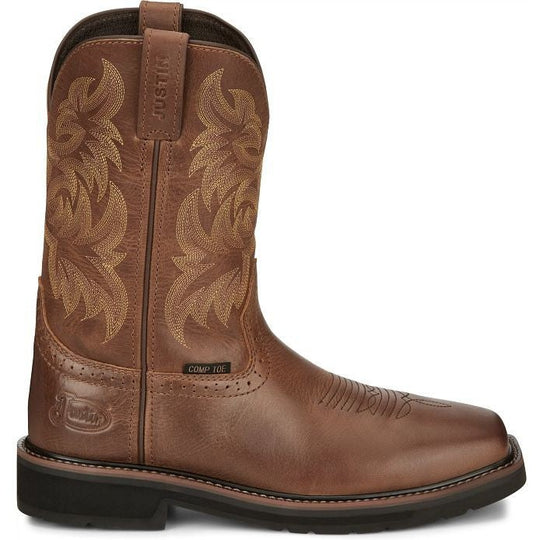 Justin Men's Handler 11" Composite Toe Slip Resistant Work Boot - Brown - SE4824 8 / Medium / Brown - Overlook Boots
