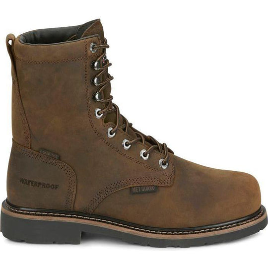 Justin Men's Pulley 8" Nano Composite Toe Waterproof Met Guard Lace Up Work Boot - Whiskey Brown - SE630 - Overlook Boots
