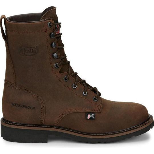 Justin Men's Drywall 8" Waterproof Lace Up Work Boot - Aged Brown - SE960 7 / Medium / Brown - Overlook Boots