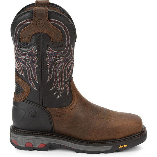 Justin Men's Tanker 11" Steel Toe Slip Resistant Work Boot - Brown - WK2104 7 / Medium / Brown - Overlook Boots