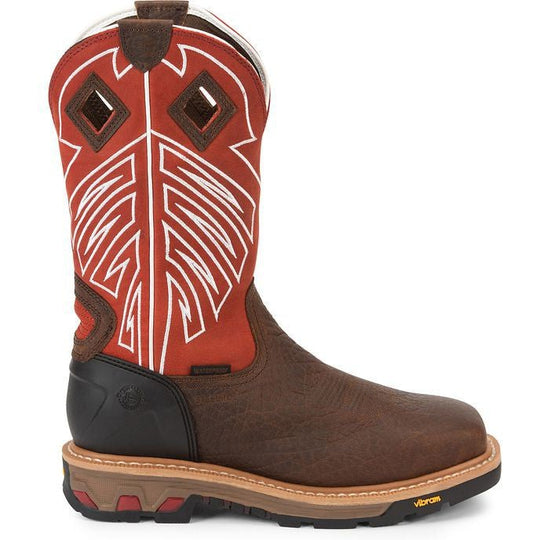 Justin Men's RoughNeck 12" Steel Toe Waterproof Work Boot - Walnut Brown - WK2115 7 / Medium / Brown - Overlook Boots