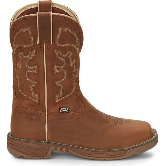 Justin Men's Rush 11" Waterproof Slip Resistant Work Boot - Saddle Tan - WK4330 7 / Medium / Tan - Overlook Boots
