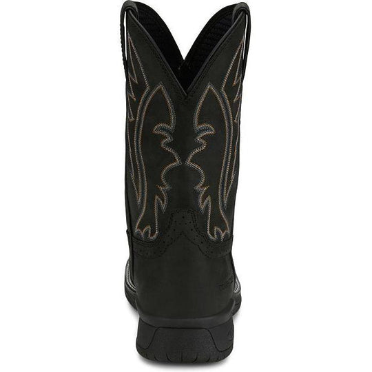 Justin Men's Nitread 11" Composite Toe Waterproof Slip Resistant Pull On Work Boot - Black - CR3208 - Overlook Boots