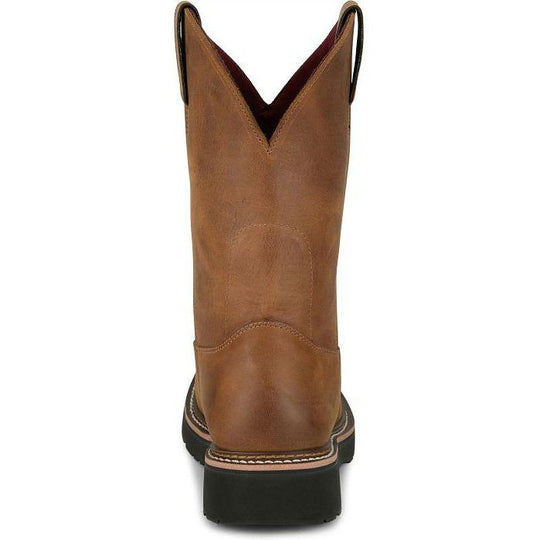 Justin Men's Ames 11" Soft Toe Waterproof Pull On Slip Resistant Work Boot - Walnut Brown - HL4224 - Overlook Boots