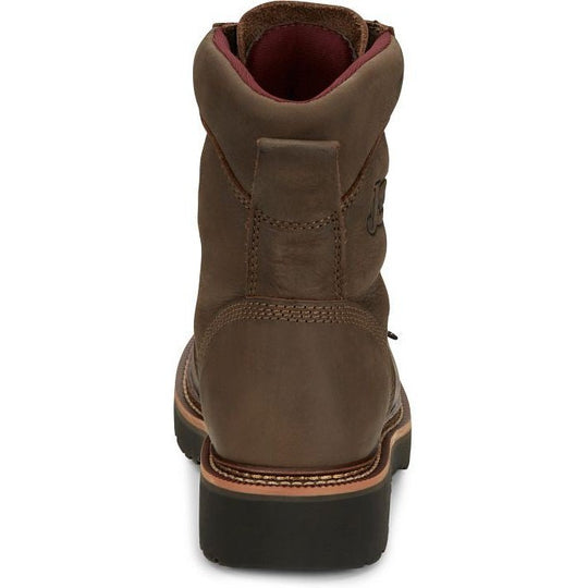 Justin Men's Rivot 8" Lace Up Slip Resistant Western Work Boot - Hickory Brown - OW440 - Overlook Boots