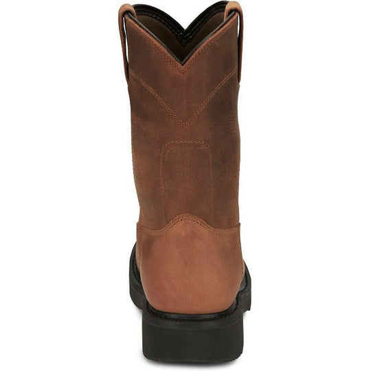 Justin Men's Round Up 10" Waterproof Slip Resistant Western Work Boot - Aged Bark Brown - OW6604 - Overlook Boots