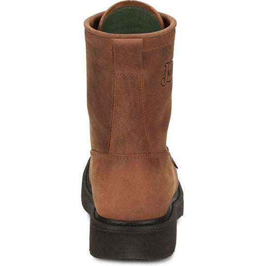 Justin Men's Livestock 8" Round Toe Lace Up Western Work Boot - Aged Brown - OW760 - Overlook Boots