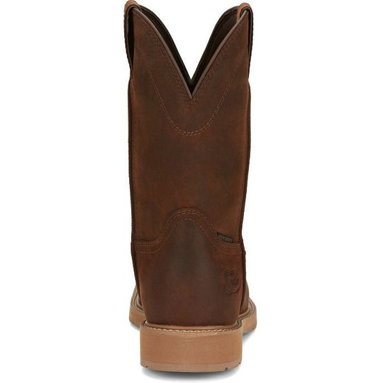 Justin Men's Buster 11" Steel Square Toe Waterproof Slip Resistant Work Boot - Pecan Brown - SE3101 - Overlook Boots
