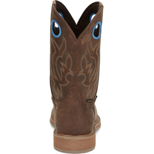 Justin Men's All Round 10" Waterproof Steel Toe Slip Resistant Western Work Boot - Walnut Brown - SE3115 - Overlook Boots