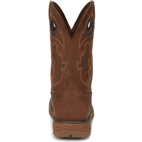 Justin Men's Rush 11" Waterproof Round Toe Pull-On Work Boot - Barley Brown - SE4332 - Overlook Boots