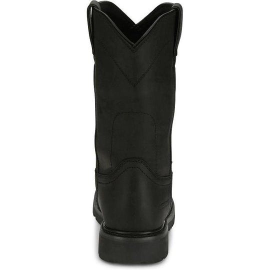 Justin Men's Dorsal 11" Round Toe Waterproof Slip Resistant Pull On Work Boot - Onyx Black - SE4637 - Overlook Boots