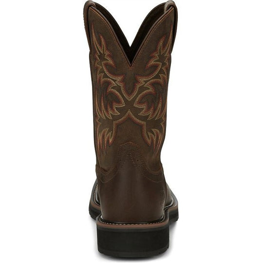 Justin Men's Driller 11" Square Toe Slip Resistant Work Boot - Dark Brown - SE4681 - Overlook Boots