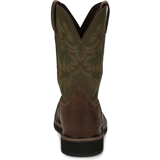 Justin Men's Driller 11" Square Toe Slip Resistant Work Boot - Brown - SE4687 - Overlook Boots