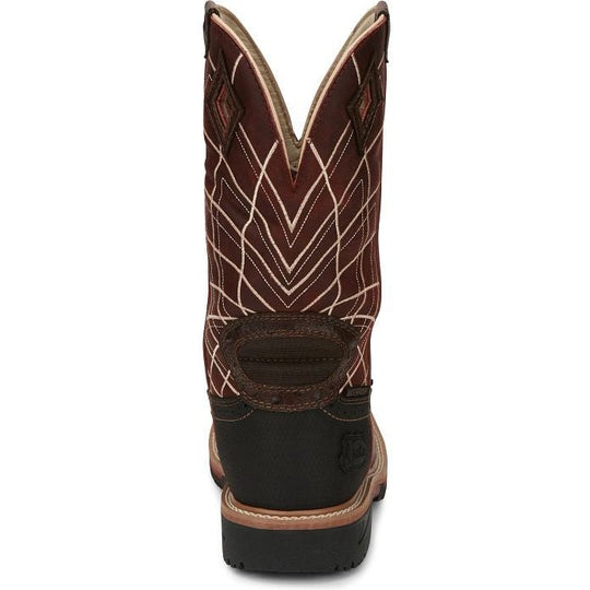 Justin Men's Derrickman 12" Composite Toe Waterproof Slip Resistant Work Boot - Brown Ostrich Print - SE4835 - Overlook Boots