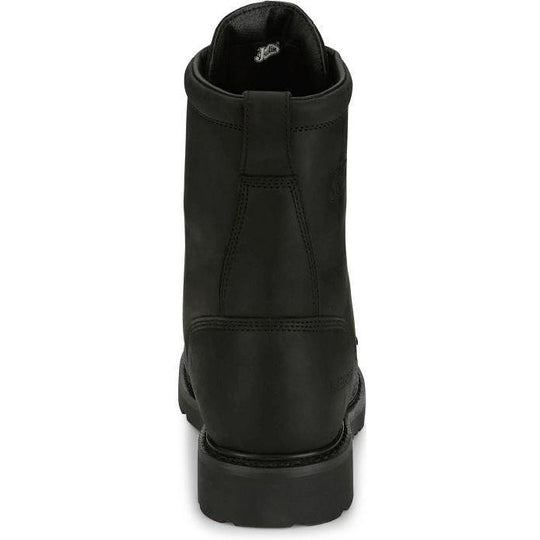 Justin Men's Truckton 8" Steel Toe Waterproof Slip Resistant Lace Up Work Boot - Onyx Black - SE636 - Overlook Boots